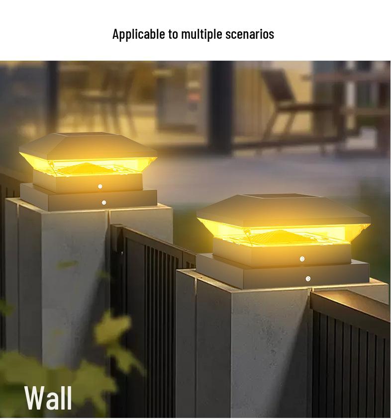 Patterned Solar Pillar Light for Outdoor Courtyard, Villa Gate, or Wooden Post