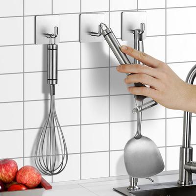 Set di 6 ganci portaoggetti da parete, robusti e portanti, senza perforazione, installazione semplice, set di ganci autoadesivi in ​​acciaio inossidabile