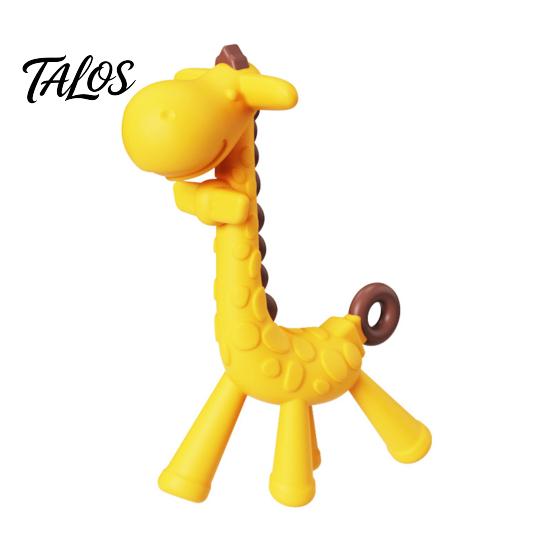 Weiches Beißspielzeug für Neugeborene Baby-Giraffe Zahnungs-Kleinkinder, Lebensmittelgeeigneter Silikon-Stick Zahnfleischpflege, Tragbarer Beruhigender Reise-Beißring BPA-Frei 0-12 Monate,