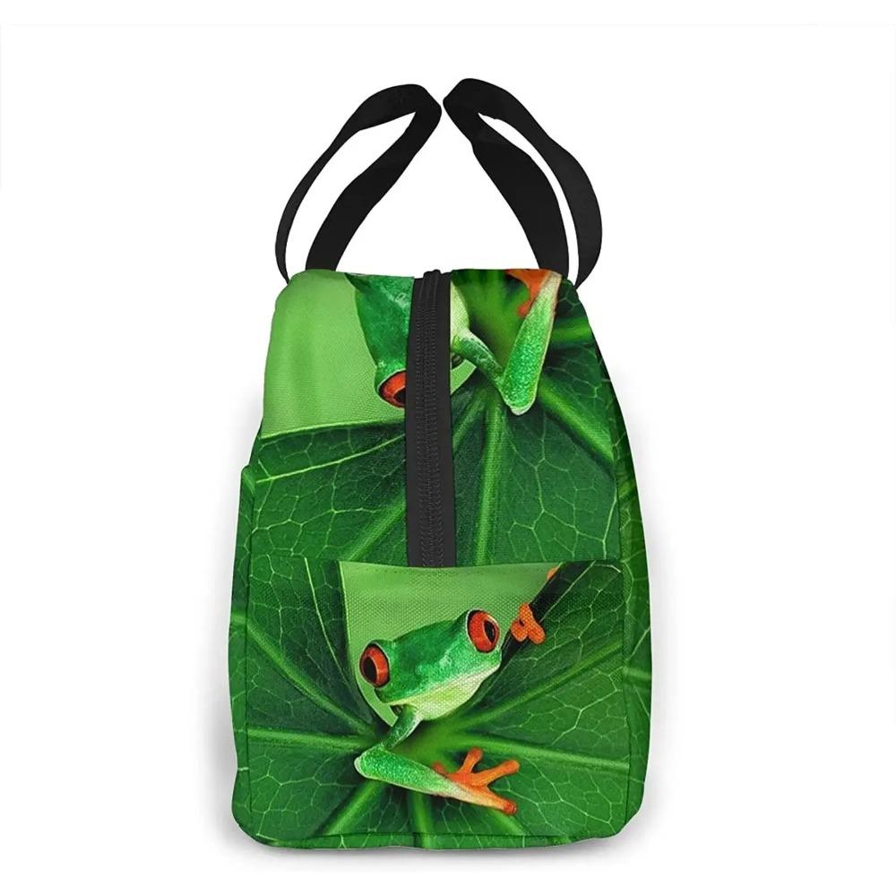 Cute Green Frog Lunch Box Insulated Cooler Lunch Bag for Men Women Girls Boys Teens Lunchbox Tote Small for Work Picnic Office