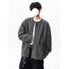 American Gray Knitted Sweater Jacket Men's Trendy Brand Autumn and Winter New Loose Casual Lazy Style Versatile Couple Cardigan