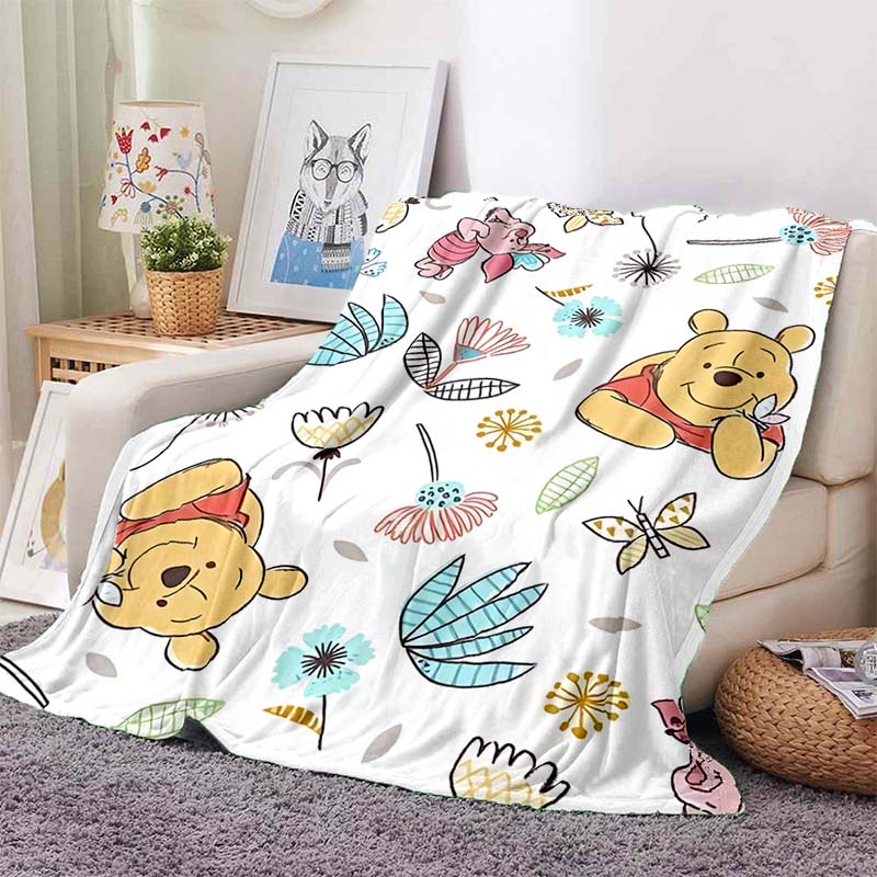 6 Sizes Classic HD Winnie The Pooh Print Soft Cozy Blanket Decor for Couch Sofa Bed Travel Camping Next Day Shipping Great Gift