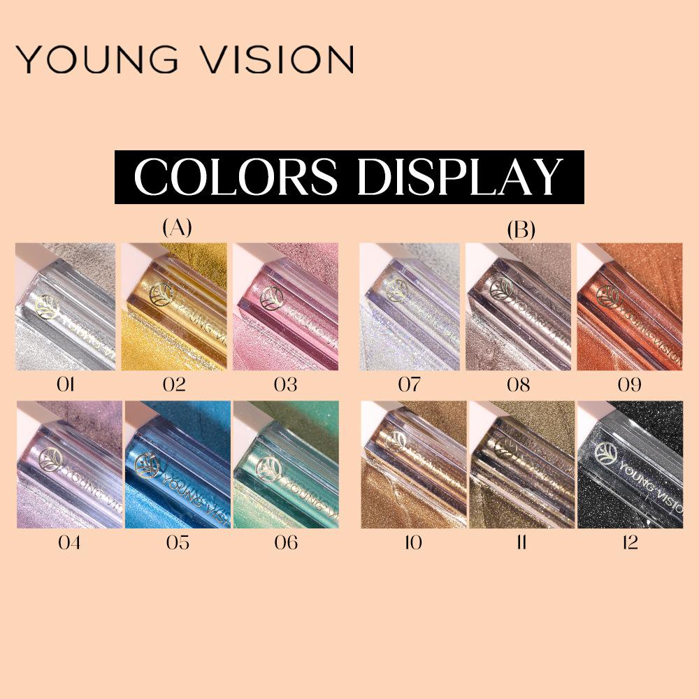 12-color Sparkling Colorful Eye Shadow Pearlescent Polarized Brightening Matte Liquid Eyeshadow