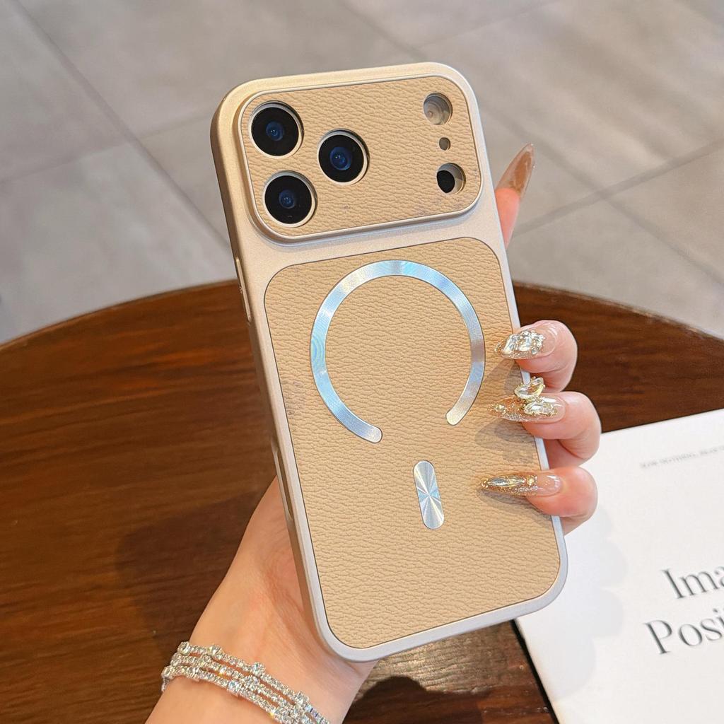 Lychee Pattern Magnetic Case for iPhone 17 Pro Max, 16 Color Protective Cover with Large Window, Instant Change Compatible