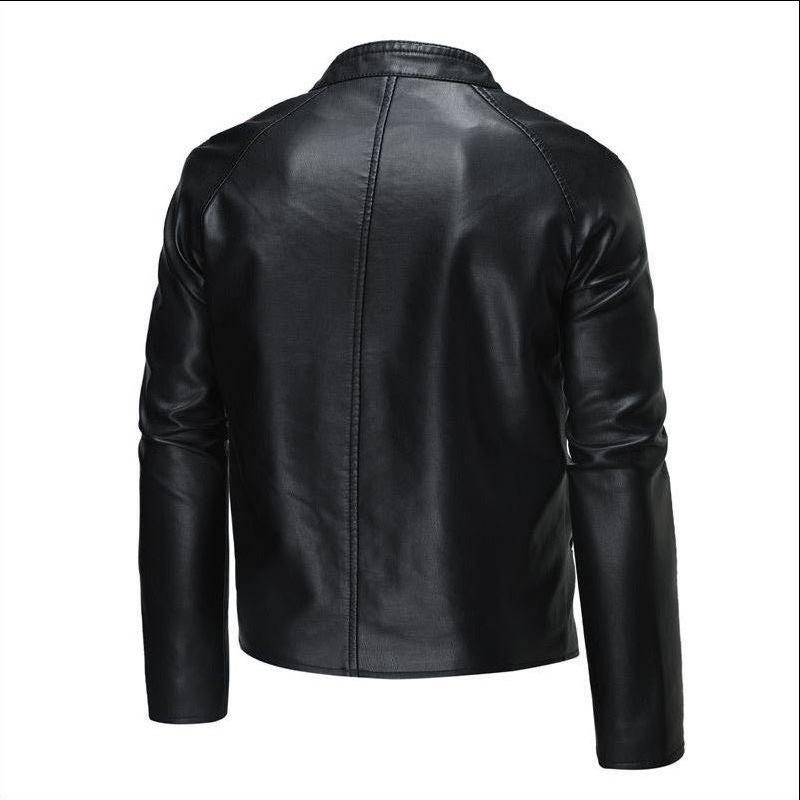 High Street Cycling Suit Herren Herbst und Winter Neue schöne schwarze Stehkragen-Kurzleder-Fliegerjacke