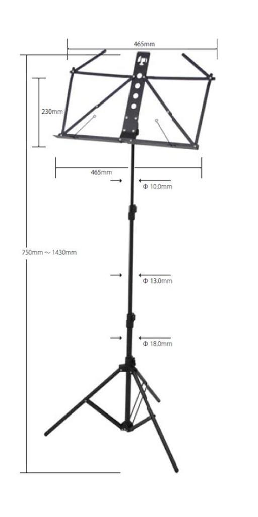 KC Lightweight Aluminum Music Stand MS-2ALBK Black (Soft Case Included)