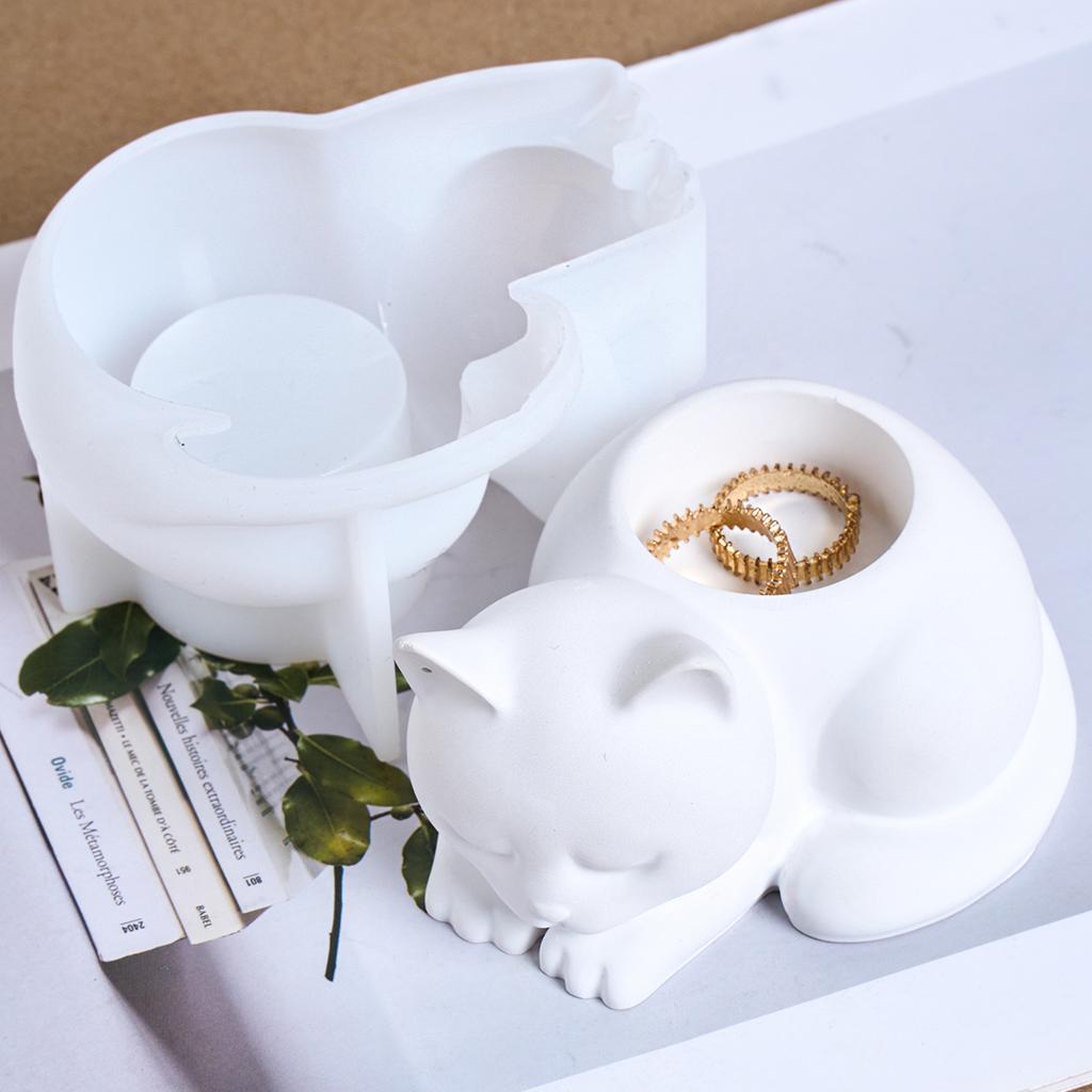 Animal Cat Candlestick Silicone Mold DIY Home Desktop Ornaments Candle Holder Casting Molds Gypsum Resin Crafts Making Tool