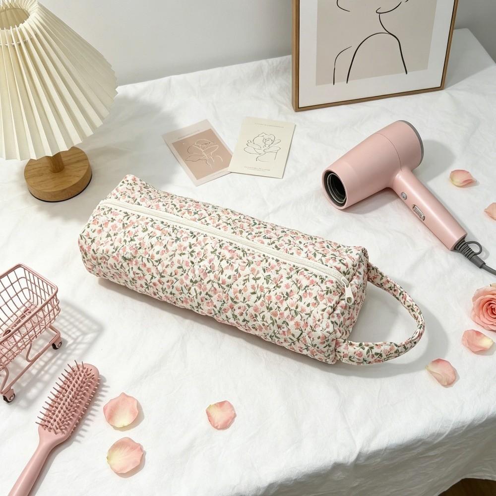 Quilting Cotton Hair Dryer Storage Bag with Handle Large Capacity Curler Storage Bag Dustproof Hair Dryer Protective Case