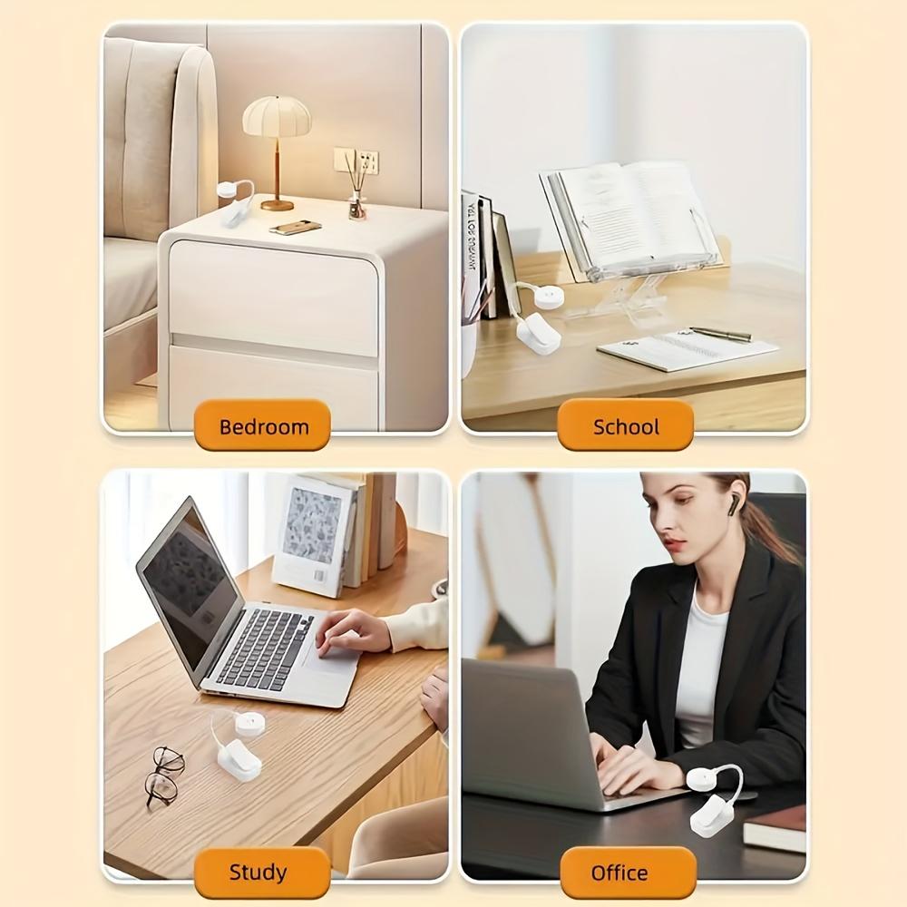 1 bílé LED klipové světlo na knihu, tři teploty barev, nastavitelný jas, mini lehké noční světlo na čtení, ideální pro práci a studium