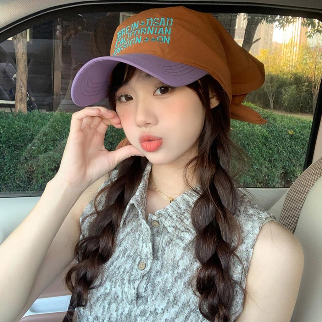 Women Baseball Cap Summer Kerchief Embroidery Wide Brim Hat Photo Props Breathable for Casual Sport
