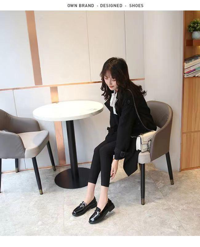 British Style Low-Heeled Black Leather Loafers for Women - 2025 Spring/Autumn: Soft-Faced, Soft-Soled, Thick-Cotton, Versatile Shoes.