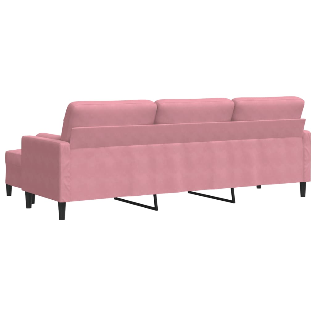 3 Seater Sofa with Footstool Pink 210 cm Velvet