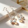 925 Sterling Silver Stylish Simple Three-Line Light Sand Bead Earrings Birthday Party Anniversary Gift Daily Wear