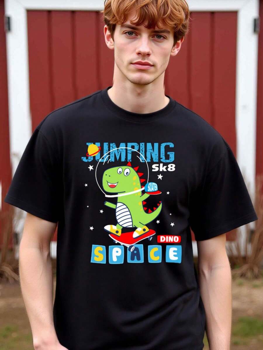 

Natee Space Dino SkateboaQINGing Adventure Unisex T-Shirtt M