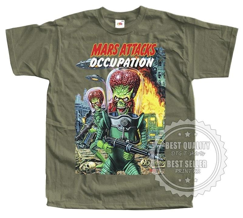 

Mars Attack 1996 T SHIRT Tee V28 Movie Poster Military Green all sizes S - 5XL L