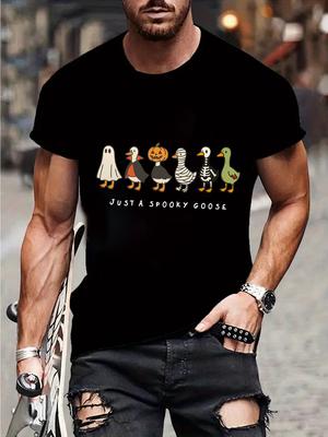Halloween Funny Goose Shirt Just A Spooky Goose Mens TShirts Skeleton Goose TeeSpooky Season Women Men Tops Tees Clothes