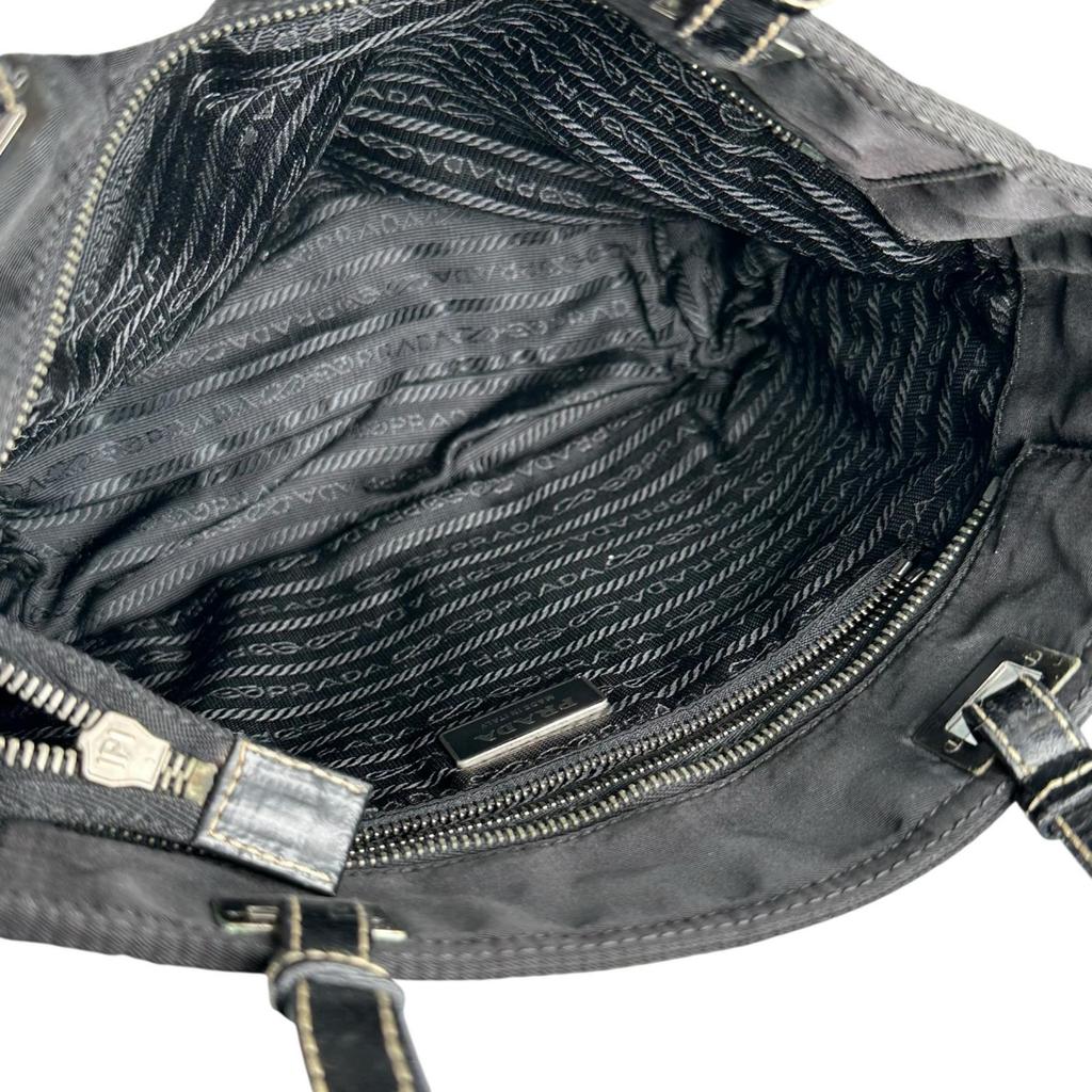 PRADA Triangular logo Tote Bag black Women used