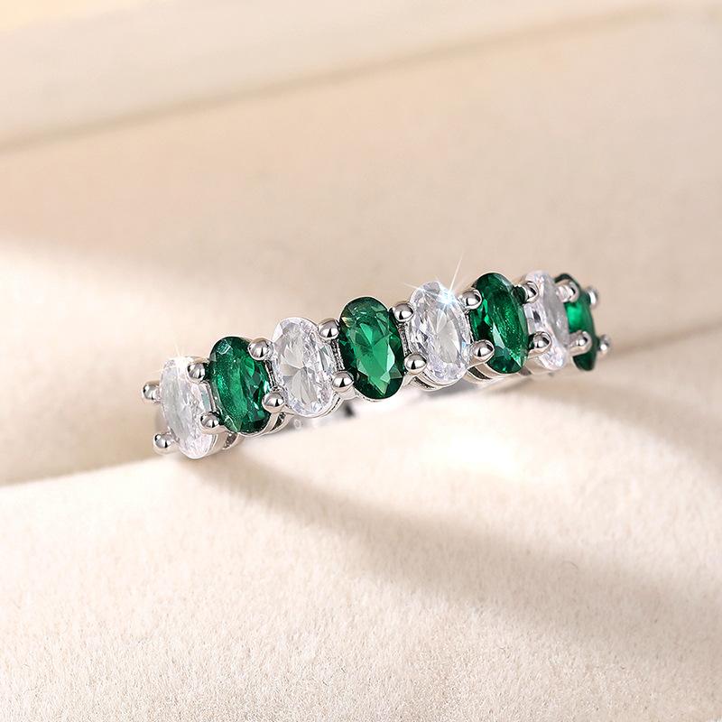 New Fashion Popular Ring, Oval Row Diamond Geometric Retro Ring, Simple and Exquisite Versatile Ring