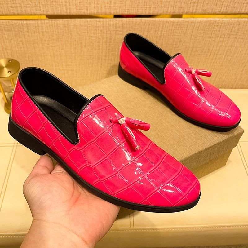 Men’s Moccasins Driving Shoes Flats Casual Slip on Plus Size Green Rose Leather Shoes EU: 40 розовый