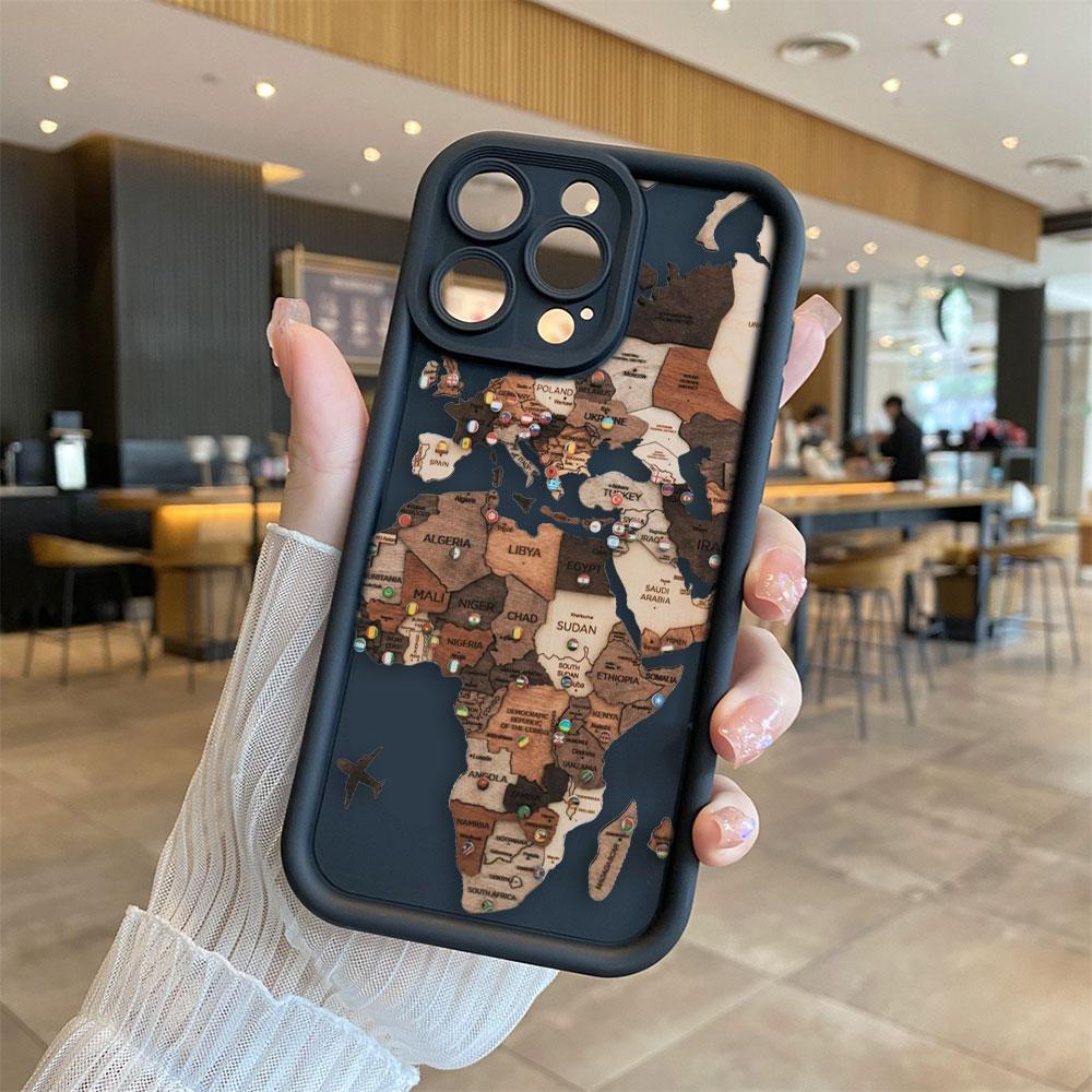 Planes World Map Travel Phone Case For Iphone Apple 17 AIR 16 16E 11 12 13 14 15 XR Plus Pro Max Silicone Case Funda Shell Cover