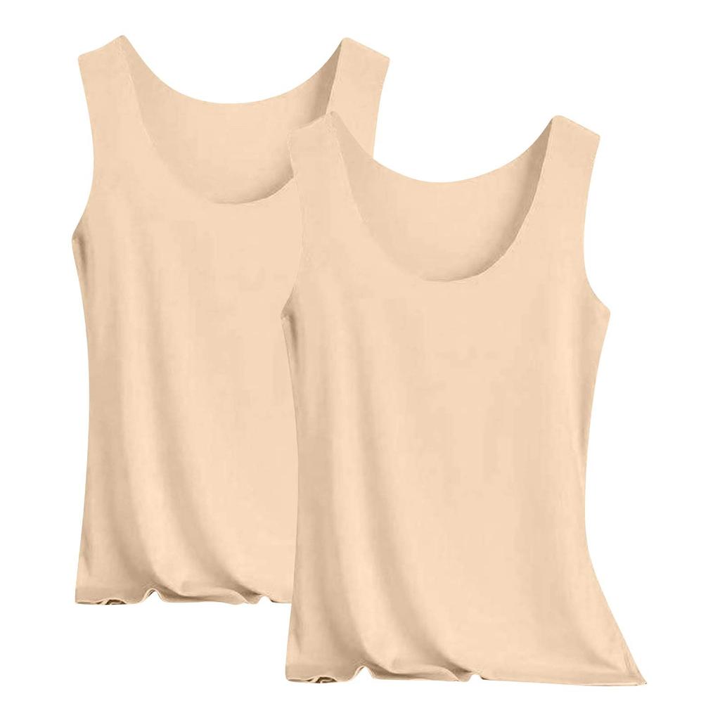 Women's Solid Color Tank Top Seamless Silk Undershirt Sleeveless Shirt