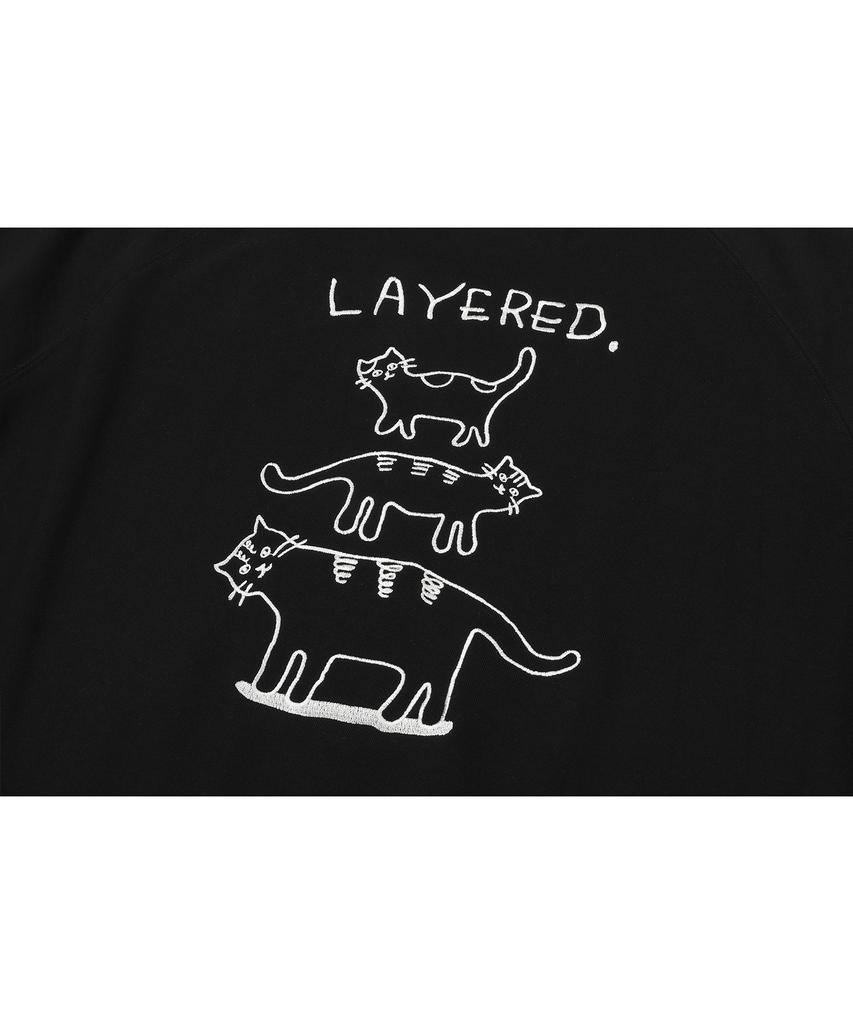 CPGN STUDIO Layered Cat Embroidered Sweatshirt Black