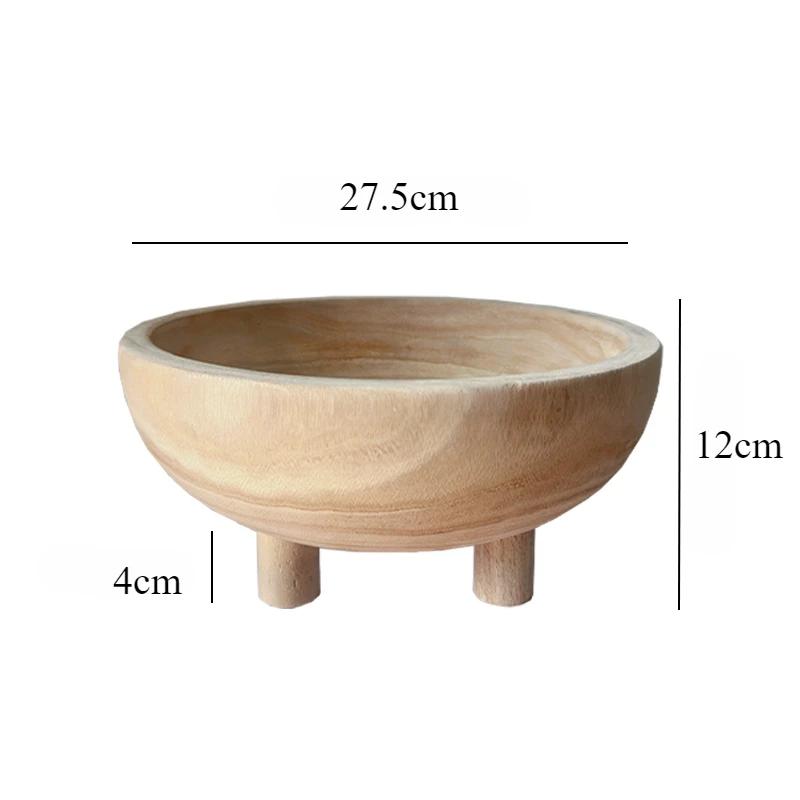 Wabi Wind Paulownia Wooden Plate Home Decoration Ornament Wooden Pallet Storage Plate Homestay Solid Wood High-end Fruit Plate