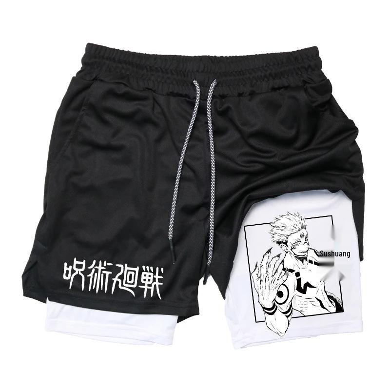 Double-Layer Digital Print Sports Shorts for Adults - Casual Fitness Apparel