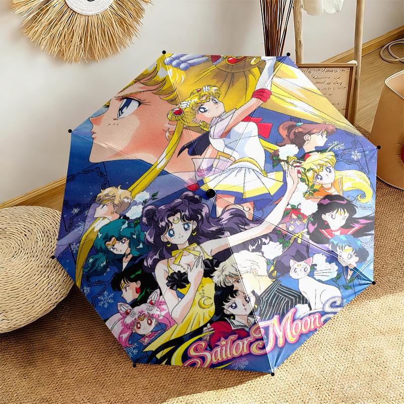 Japanese style Cute cartoon theme Sailor Moon Tsukino Usagi cartoon Umbrella Portable Home Essential Travel Outdoor Iron Multi functional Umbrella B11