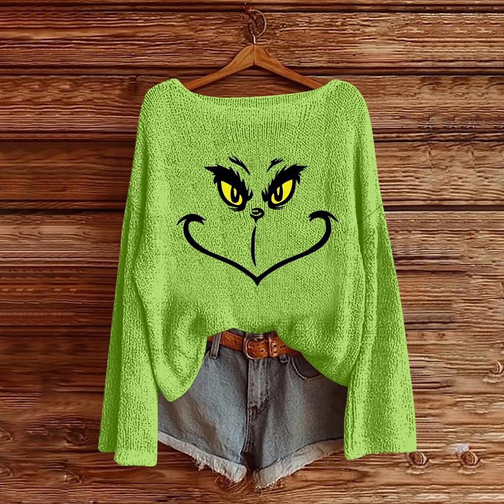 Julegensere for kvinner Strikkegenser Søt skjorte Høst Rund hals Genser Topper