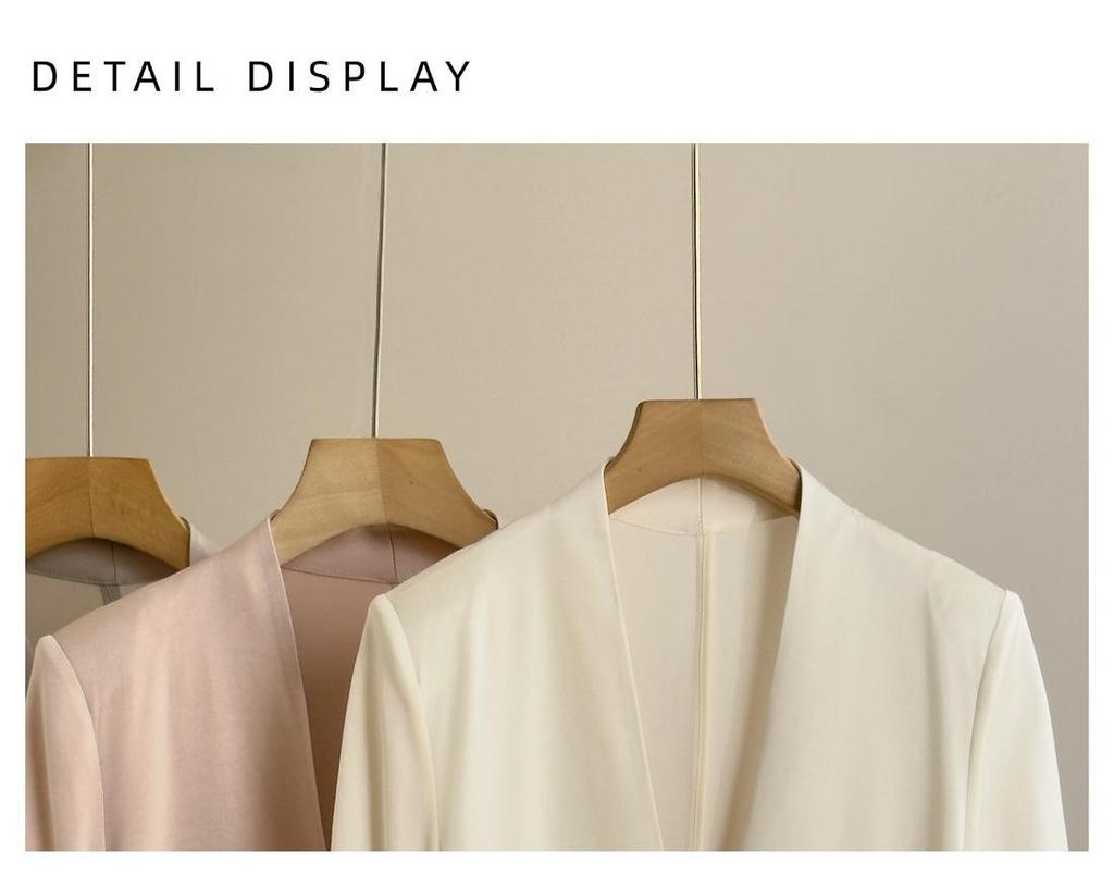 Endy Seven-Sleeve Versatile V-Neck Acetate Suit Jacket, Spring/Summer 2026: Stylish and Elegant Business Attire