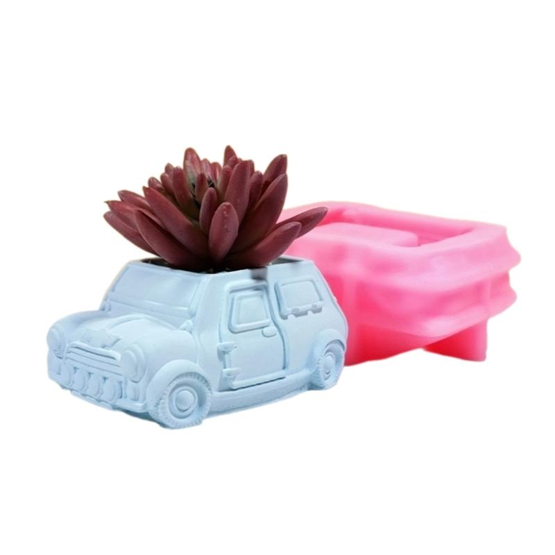 Versatile Silicone Mold Car Bus Shaped Planter Mould Creative Candle Holder Molds Home Decorations Gift for Flower Lover