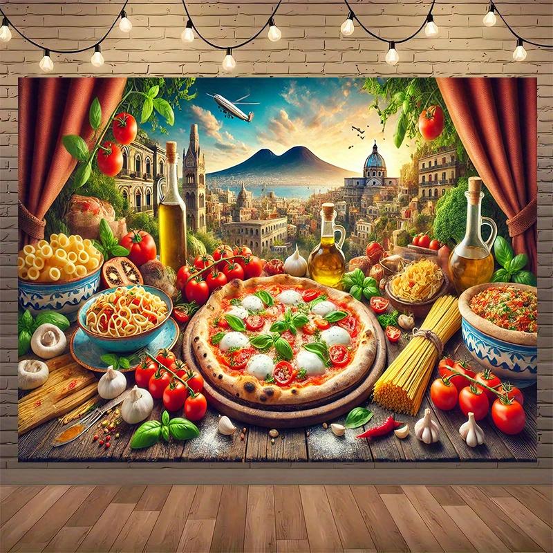 BEPAN Italian pizza restaurant store street scene event promotion festival design customizable large size poster restaurant decoration Vinyl--W120xH80cm