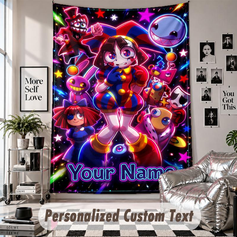 Wall Hanging Tapestry With Custom Name & Text, The Amazing Digital Circus Decorative Tapestry For Bedroom