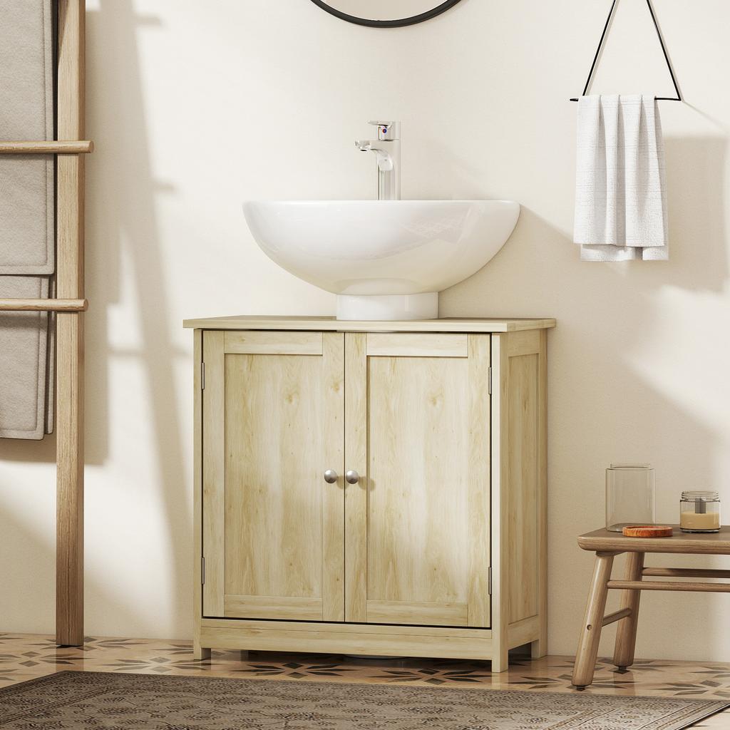 Bathroom Vanity Unit, Under-Sink Cabinet, 2 Doors, Shelf, 60 x 30 x 60 cm, Oak