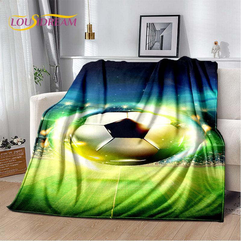 3D Football Art Cartoon Soft Plush Blanket,Flannel Blanket Throw Blanket for Living Room Bedroom Bed Sofa Picnic Cover Bettdecke