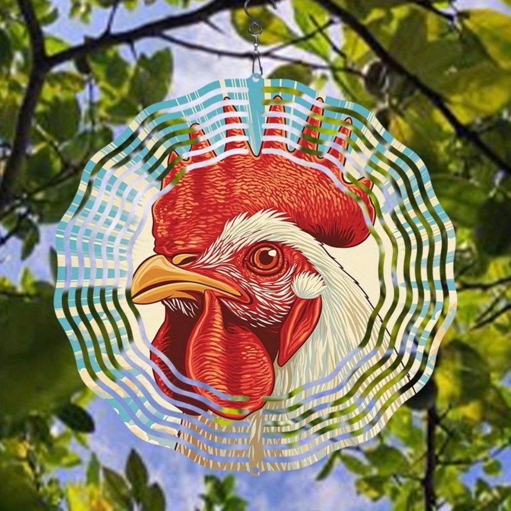 Farmhouse Rooster Metal Wind Chime - Rustic Red & White Outdoor Decor for Garden, Patio, Yard | Handcrafted Country Charm