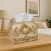 1pc Baroque Classic Decorative Polyester Tissue Holder, Reusable And Washable, Ornamental Crest Golden Pattern for Dining Table, Kitchen, Bathroom, Ho