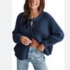 2025 Autumn/Winter New Women's Fashion Street Casual Solid Color Knitted Cardigan Round Neck Long Sleeve Sweater
