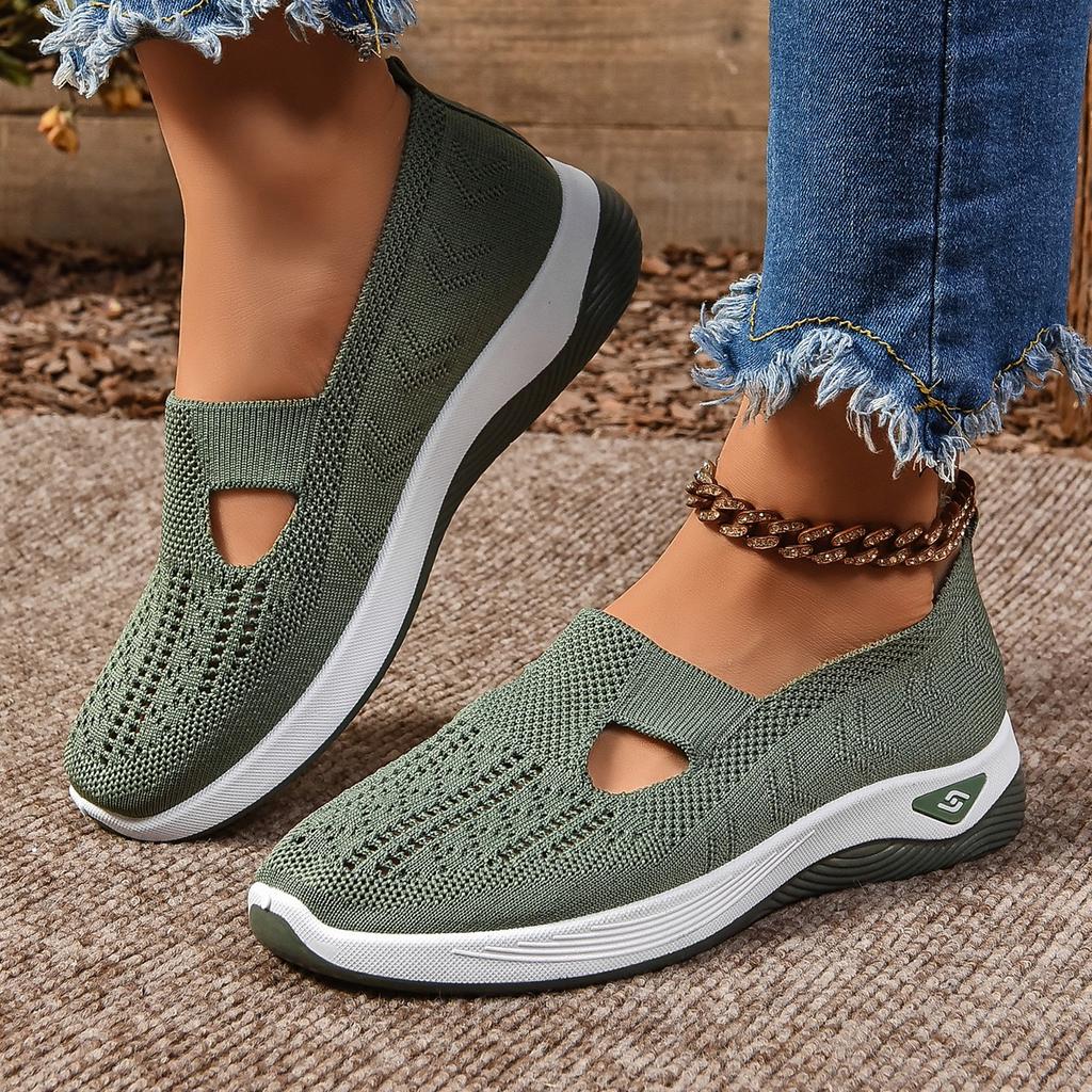 Fashion Women's Breathable Hollow Flat Sneakers - Casual Comfortable Walking Shoes for All Seasons Light Outdoor Footwear