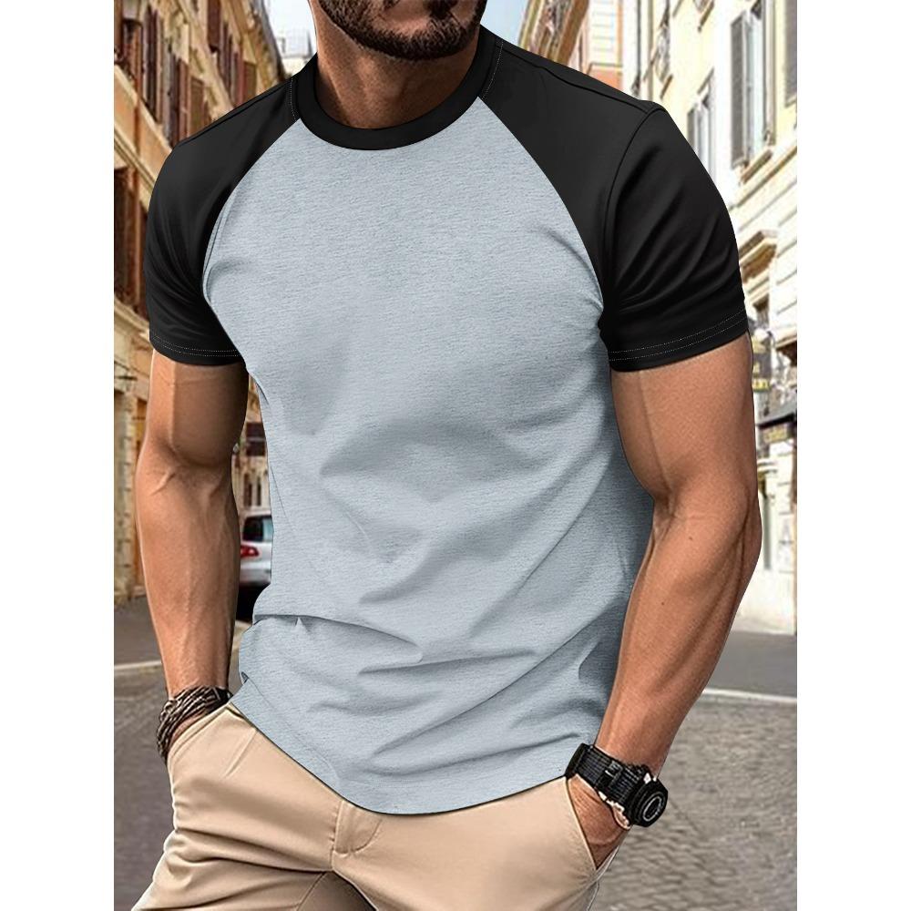 Европейская и американская мужская однотонная спортивная повседневная модная универсальная футболка S серый
