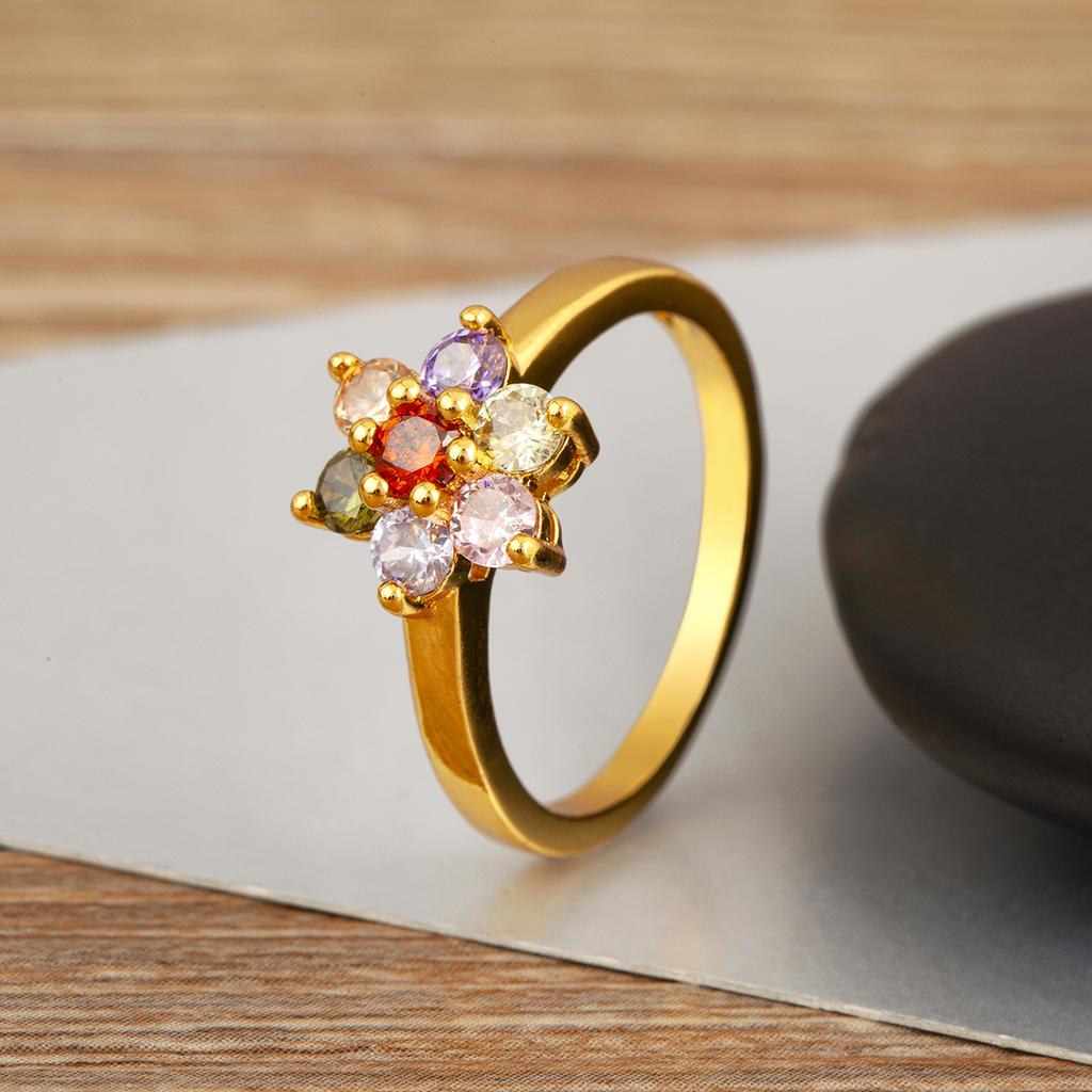 Nidin New Fashion 3 Styles Flower Shape Shiny Crystal Zircon Rings For Women Elegant Aesthetic Finger Jewelry Wedding Gifts