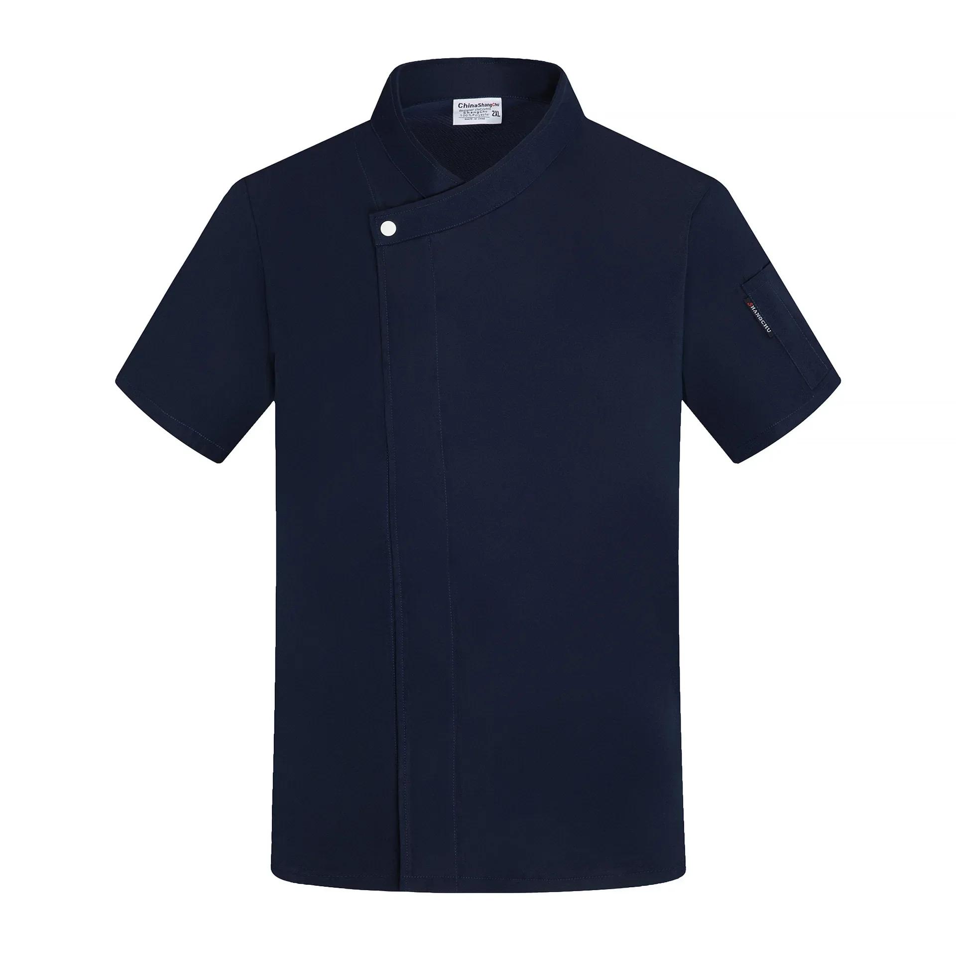 

Поварская рабочая одежда Поварская форма Короткий рукав Летняя Одежда для работы в западном ресторане, кейтеринге, гостиничной кухне Мужская и женская 4XL синий