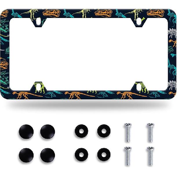Colorful Flowers License Plate Frame Colorful Wildflower Floral License Plate Frames Stainless Steel Accessories Cars Decor With 4 Holes And Screws