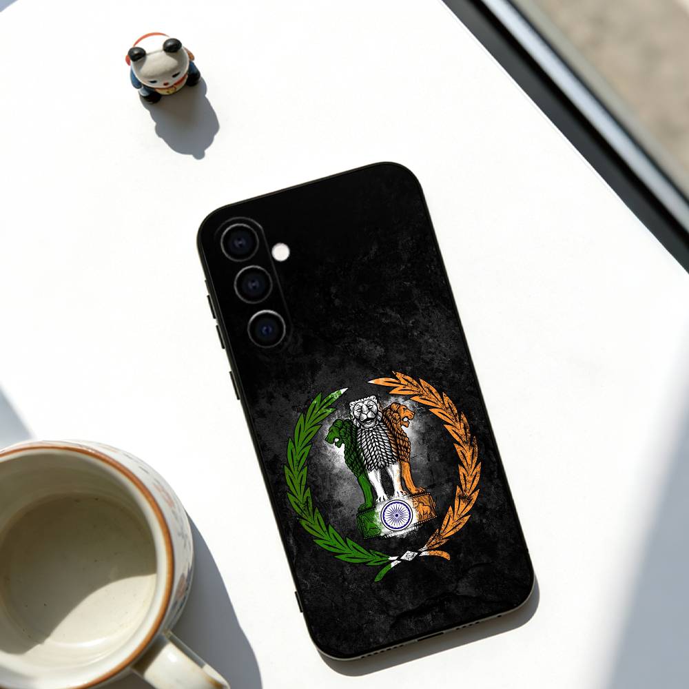 

I-Indian National Emble Flag Phone Case For Samsung Galaxy A73,A72,A71,A70,A53,A52,A51,Soft Black Cover Samsung a32 4g