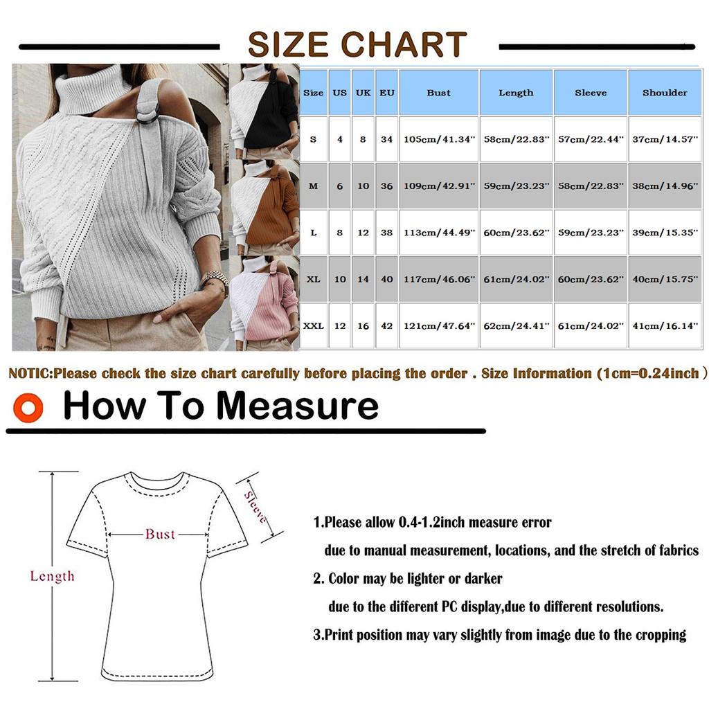 Women's  And Winter Loose Two-color Contrast Stitching Long-sleeved Stand Collar One Side Strapless Knit Sweater Top