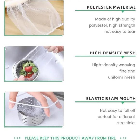 Kitchen Sink Saver 100pcs Disposable Mesh Bags Sink Strainer Sink Net Filter Bags for Collecting Food Waste Leftover Garbage6