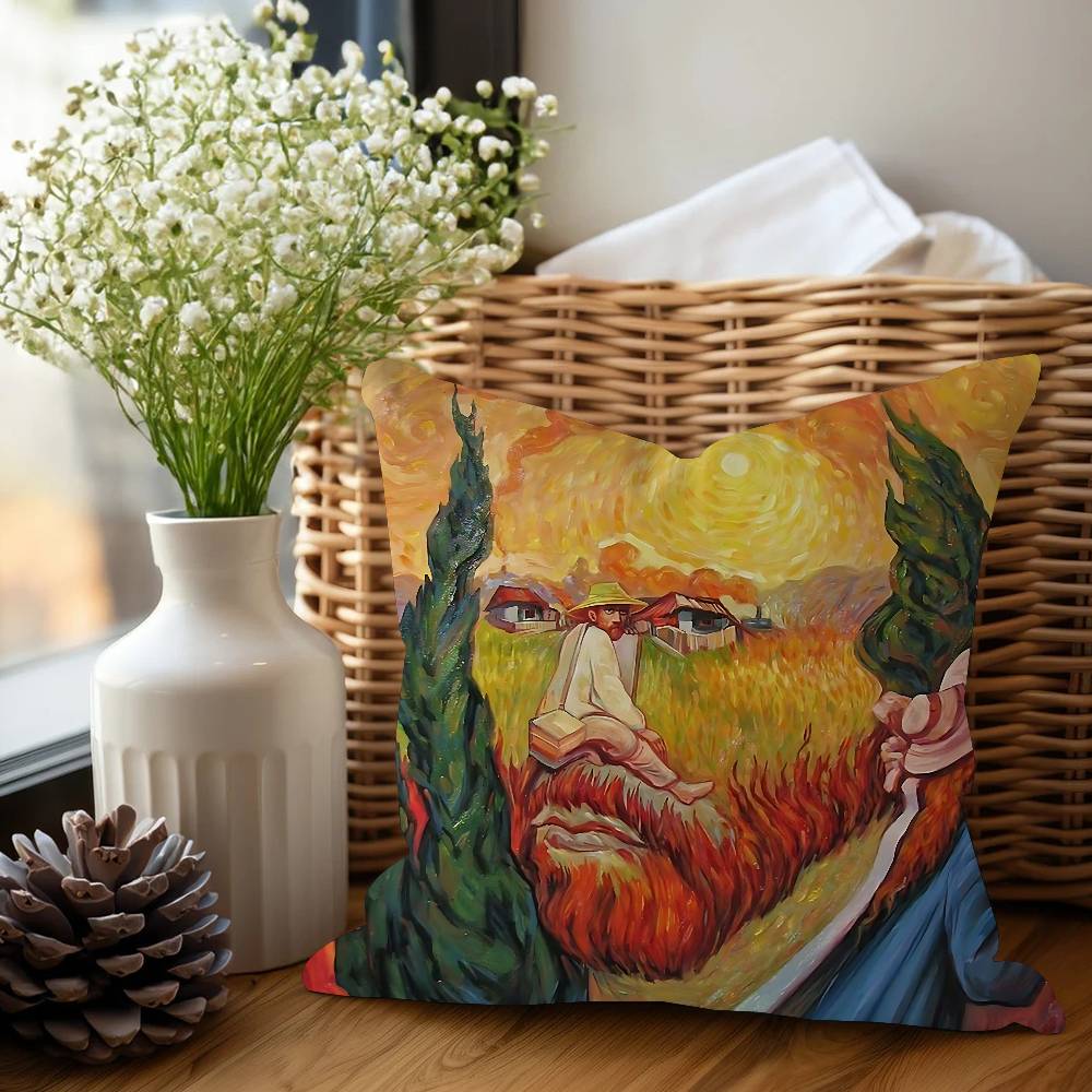 V-Van G-Gogh Pillow Anime Pillow Sofa Bed Head Pillow Cover Cushion Cover 45x45 Cm Fashion