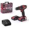 Einhell perceuse visseuse à percussion sans fil te-cd 18/40 li-i + 64 accessoires pxc (18v) livré avec 2 batteries 2ah, chargeur