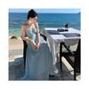 Seaside Vacation Super Fairy Atmosphere Halter Beautiful Sanya Photo Skirt French Neck Suspender Dress Summer